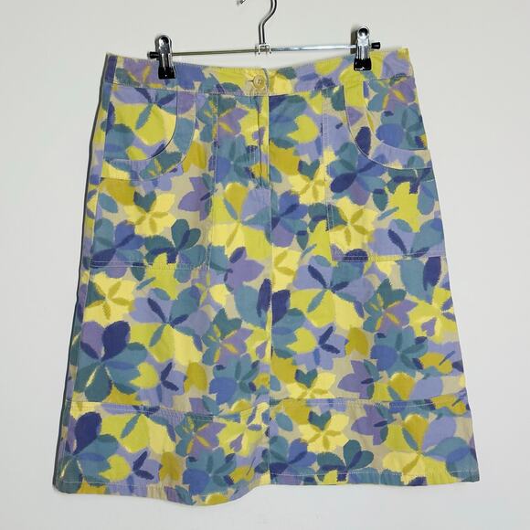 J Jill pastel floral 100% cotton skirt Sz 10P - Picture 1 of 10
